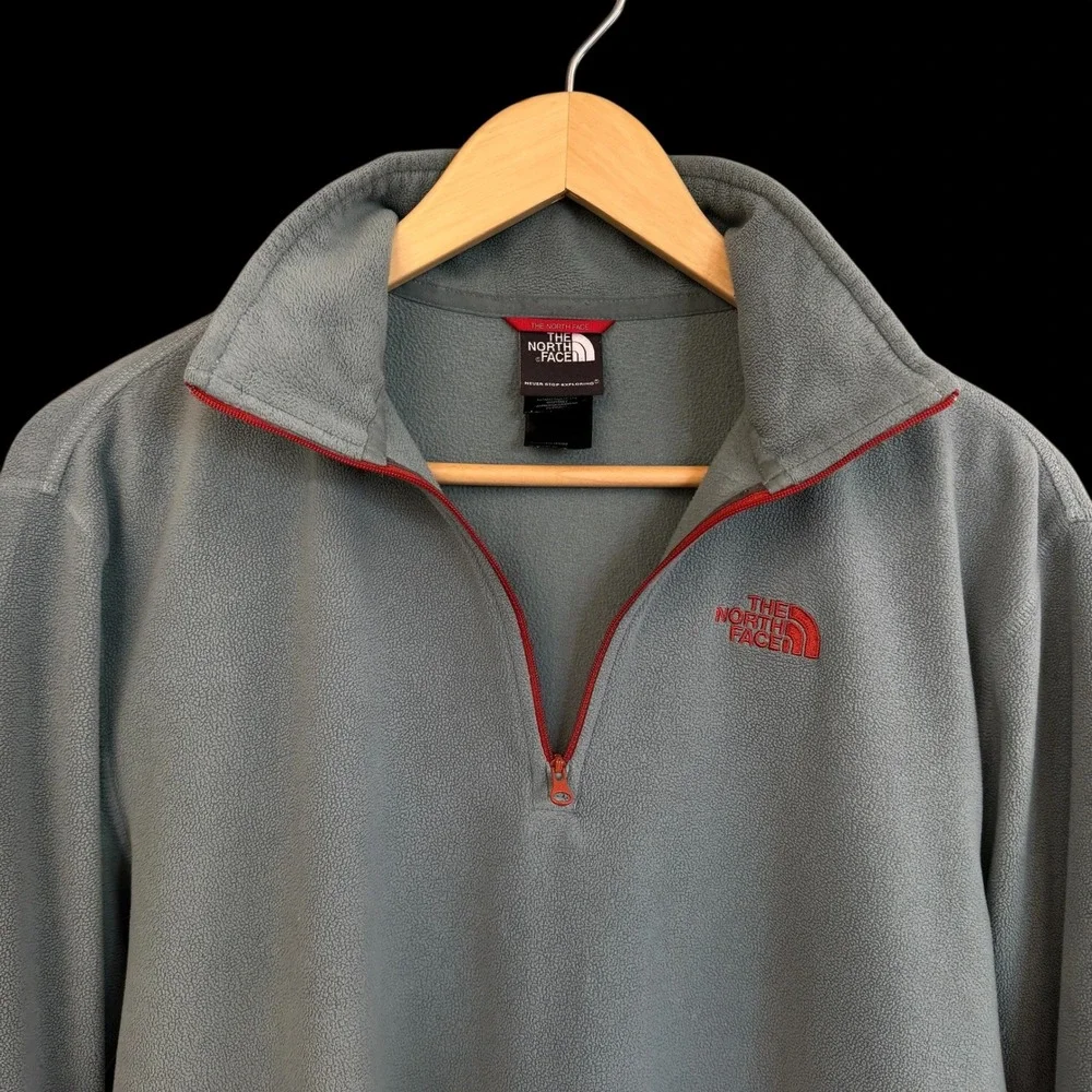 The North Face Fleece Pullover‎ Mens M Medium Gray 1/4 Zip Long Sleeve #529